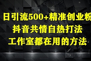 日引流500+精准创业粉,抖音共情自热打法,工作室都在用的方法