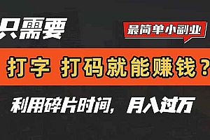 (14673期)只需要打字,打码,就能赚钱?简单的赚钱小副业,利用碎片时间,月入过万