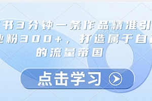小红书3分钟一条作品精准引流创业粉300+,打造属于自己的流量帝国