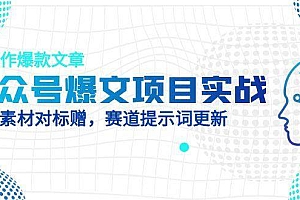 公众号爆文项目实战,AI创作爆款文章,起号素材对标赠(附赛道AI提示词)