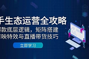 (14728期)快手生态运营全攻略:爆款底层逻辑,矩阵搭建,剪映特效与直播带货技巧