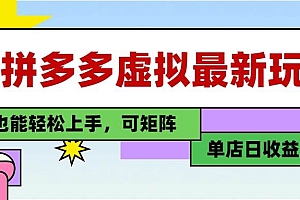(14783期)25最新拼多多虚拟电商,单店日入3位数,小白也能快速上手,教程.