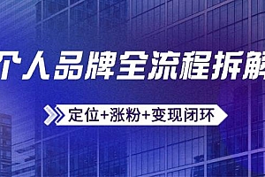 (14799期)个人品牌全流程拆解:定位+涨粉+变现闭环,微信生态运营与资源整合