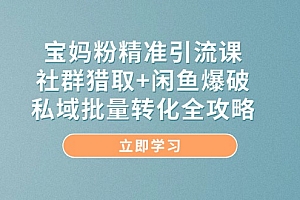 (14820期)宝妈粉精准引流课,社群猎取+闲鱼爆破,私域批量转化全攻略
