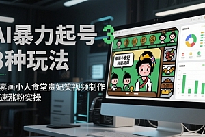 AI暴力起号3种玩法,像素画小人食堂贵妃搞笑视频制作,快速涨粉实操