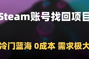 Steam账号找回项目,冷门蓝海,0成本,需求极大