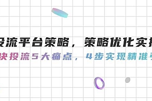 投流平台策略,策略优化实操,解决投流5大痛点,4步实现精准引流