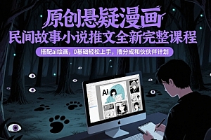 原创悬疑漫画民间故事小说推文全新完整课程, 搭配ai绘画,0基础轻松上手,撸分成和伙伴计划