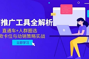 (14869期)电商推广工具全解析,直通车+人群圈选,爆款卡位与动销策略实战