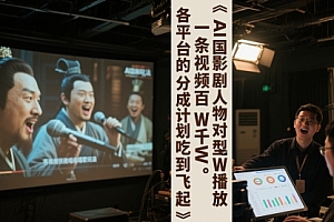 AI三国影视剧人物对口型唱歌玩法,一条视频百W千W播放,各平台的分成计划吃到飞起