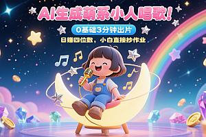 AI生成萌系小人唱歌!0基础3分钟出片,28个作品涨粉9万,日赚四位数,小白直接抄作业