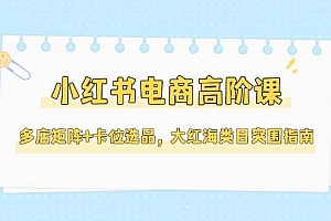 小红书电商高阶课,多店矩阵+卡位选品,大红海类目突围指南(更新5月)