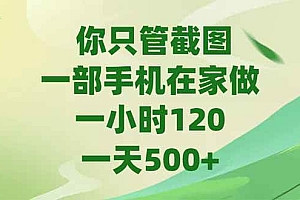 (15039期)你只管截图,一部手机在家做,一小时120,-天500+