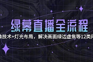 (15044期)绿幕直播全流程:抠像技术+灯光布局,解决画面绿边虚焦等12类问题