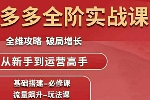 拼多多全阶实战课程,全维攻略,破局增长,从新手到运营高手