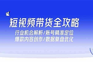短视频带货全攻略,行业机会解析/账号精准定位/爆款内容创作/数据复盘优化