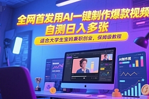 全网首发用AI一键制作爆款视频,自测日入多张,适合大学生宝妈兼职创业,保姆级教程
