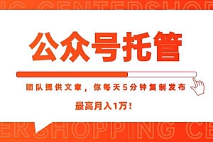 (15109期)【公众号托管 】我提供文章,你每天5分钟复制发布,最高月入1W