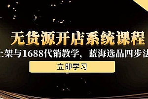 (15129期)无货源开店系统课程,手动上架与1688代销教学,蓝海选品四步法实战