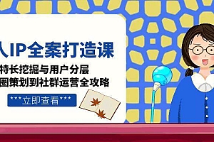 个人IP全案打造课,特长挖掘与用户分层,朋友圈策划到社群运营全攻略