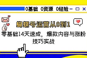 蝴蝶号运营从0到1,零基础14天速成,爆款内容与涨粉技巧实战