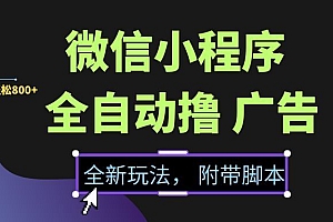 (15134期)微信小程序挂机撸广告,全新玩法,新手一天轻松800+【附带脚本】