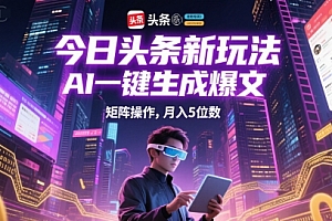 今日头条新玩法,AI一键生成爆文,矩阵操作,月入5位数