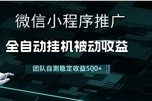 小程序推广项目最新3.0,上手简单,长期稳定,独家引流方法,让你真正实现睡后收入【揭秘】