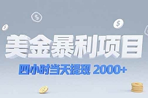 (15251期)美金暴利项目,四小时当天提现 2000+机会留给会选赛道的人