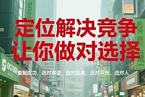 定位解决竞争,让你做对选择,复制成功,选对赛道,选对品类,选对平台,选对人