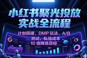 小红书聚光投放实战全流程,计划搭建、DMP玩法、A/B测试,私信成本10倍降低目标