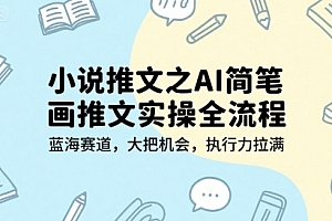 小说推文之AI简笔画推文实操全流程,蓝海赛道,大把机会,执行力拉满