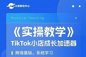 大卖家孵化中心TikTok实操课,TikTok小店成长加速器,跨境基础系统学习,一步一步带你开店