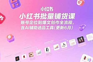 (15279期)小红书批量铺货课,账号定位到爆文创作全流程,含AI辅助选品工具(更新6月)