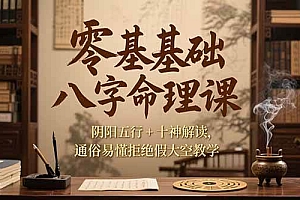 (15283期)零基础八字命理课,阴阳五行+十神解读,通俗易懂拒绝假大空教学
