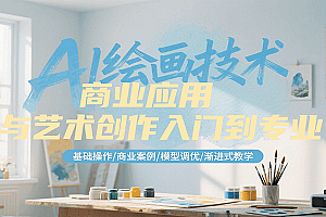 AI绘画技术商业应用与艺术创作入门到专业,基础操作/商业案例/模型调优/渐进式教学