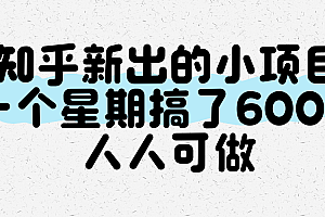 知乎新出的小项目,一个星期搞了600+,人人可做