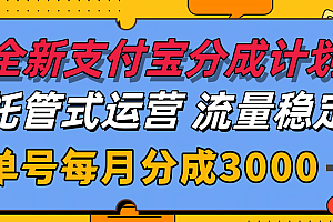 全新支付宝分成代运营,独家技术,收益稳定,单号月入3000+