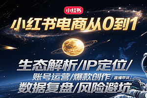小红书电商从0到1:生态解析/IP定位/ 账号运营/爆款创作/直播带货/数据复盘/风险避坑