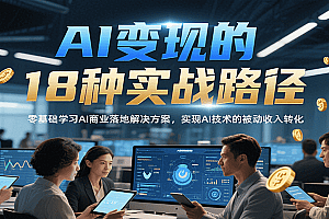 AI变现的18种实战路径,零基础学习AI商业落地解决方案,实现AI技术的被动收入转化
