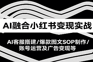 AI融合小红书变现实战课,AI客服搭建/爆款图文SOP制作/账号运营及广告变现等