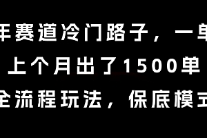 中老年赛道冷门路子,一单788,上个月出了1500单,全流程玩法,保底模式【揭秘】