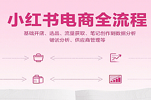 小红书电商全流程,基础开店、选品、流量获取、笔记创作到数据分析、供应商管理等