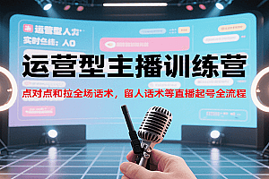 运营型主播训练营,点对点和拉全场话术,留人话术等直播起号全流程(更新7月)