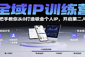 全域IP训练营,手把手教你从0打造吸金个人IP,开启第二人生!