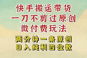 (15577期)快手黑科技搬运带货,一刀不剪过原创,微付费投流玩法,轻松日入四位数…