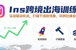 Ins跨境出海训练营,实战驱动玩法,打破不涨粉怪象,玩转社媒自然流量
