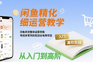 闲鱼精细化运营入门+高阶实战教学,闲鱼卖货整体运营思路,零成本零风险轻创业电商项目