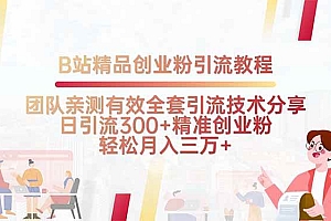 (15696期)B站精品创业粉引流教程,团队亲测有效全套引流技术分享,日引流300+精…