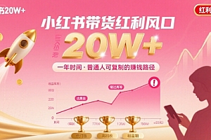 一年时间靠小红书带货项目年入20w+,最不能错的大红利项目